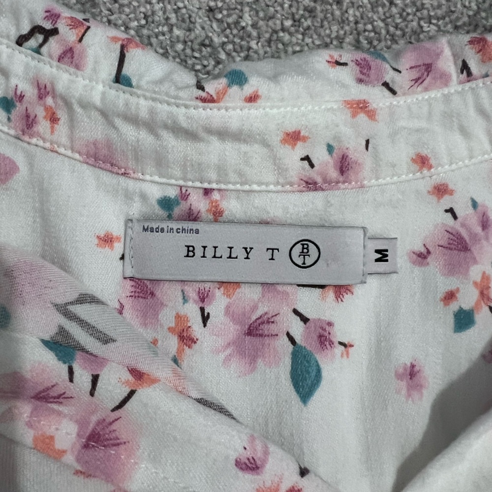 Billy T Floral Button Down Lyocell Spring Blossom Top - Picture 3 of 10